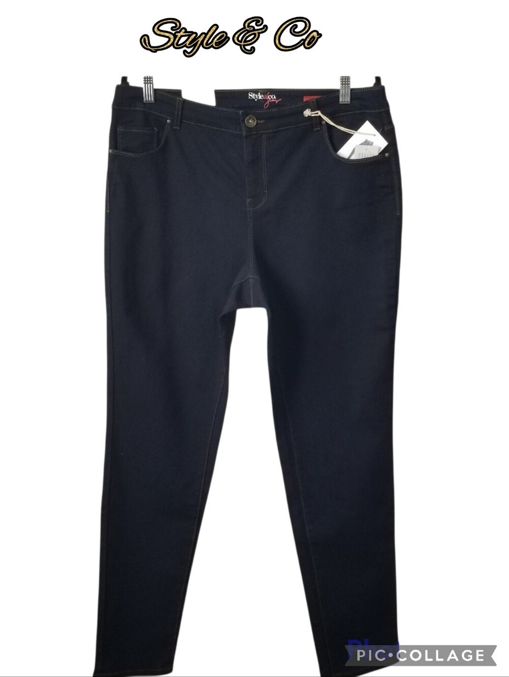 Style & Co blue denim jeans slim leg 5 pocket nwt womans size 14